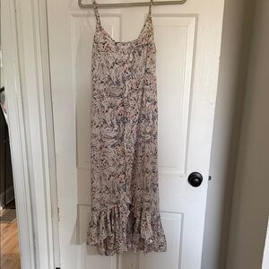 Light Floral Slip Dress - Cream with Coral Accents